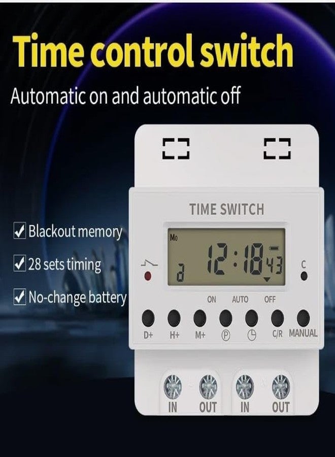 MAXWELL 60 Amp Digital Time Switch | Panel Mounted | Weekly Programmable Timer with 28 ON/OFF Settings | LCD Display - Image 3